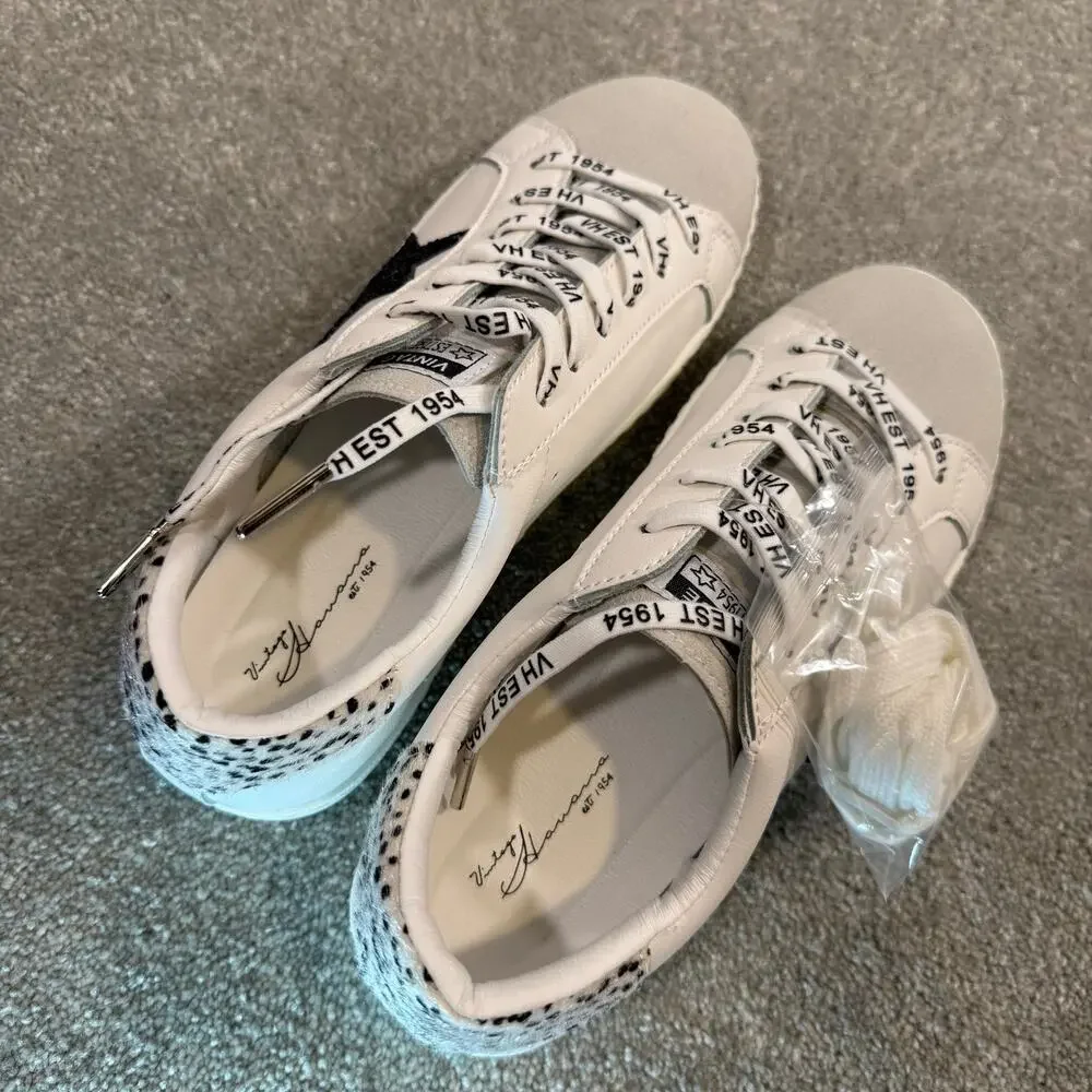 Vintage Havana NIB Bianca Sneaker White Blush Cheetah Black Glitter Star‎ Sz 8.5